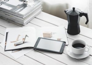 coffee tablet and magazines